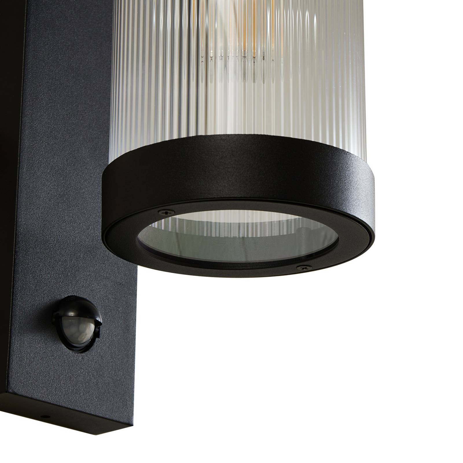 Lindby applique d'extérieur Yrene, 20cm, noir, capteur, riffle, Applique pour mur extérieur/façade de maison, maison, terrasse und balcon - 9