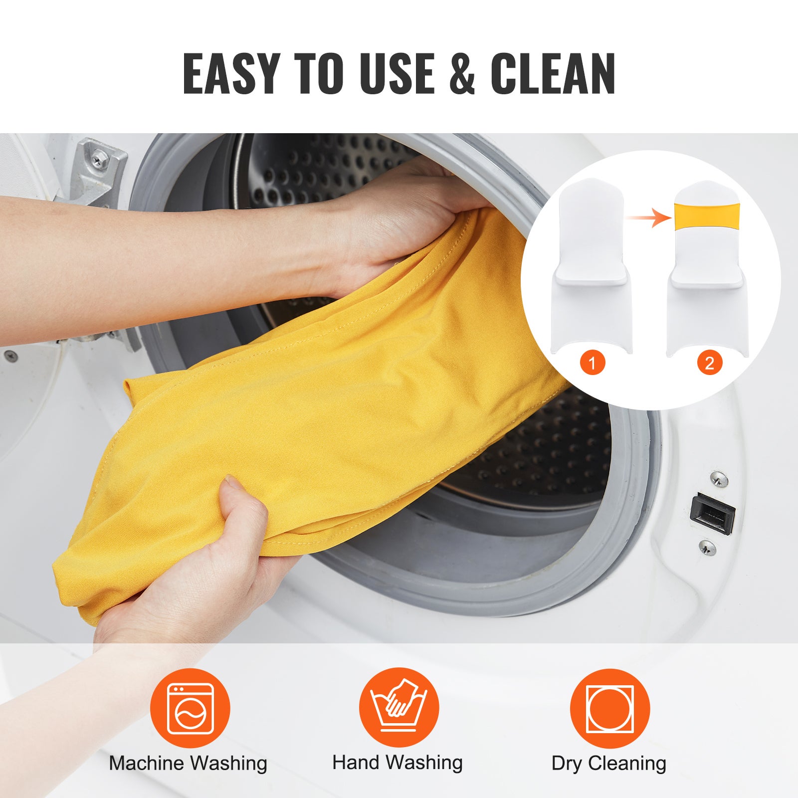 Écharpes chaise extensible,SucceBuy housse avec boucle ronde,bandes élastiques,100 pièces jaune doré pour décoration de mariage,vacances et fête - 7