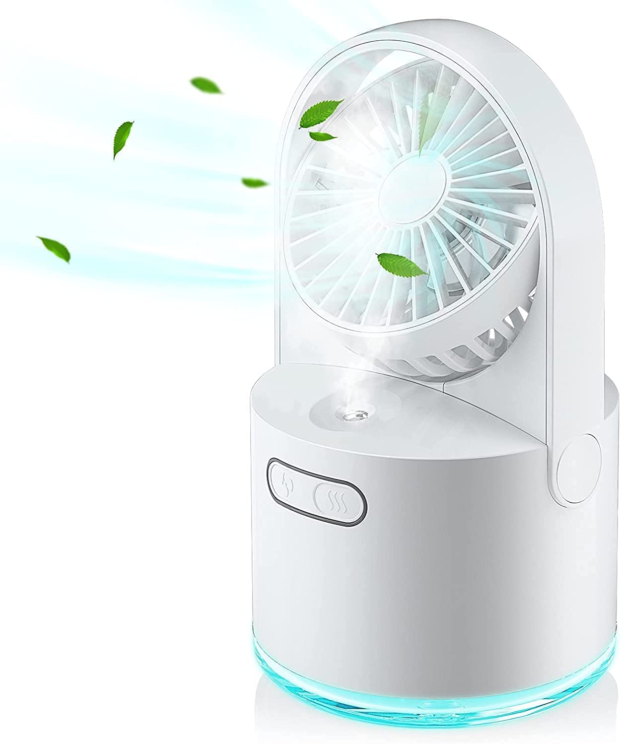 Mini Ventilateur USB Avec Brumisateur - Rechargeable 2000mAh, 5 Vitesses, Pliable, Idéal Pour Bureau, Voyages Et Extérieur - 8