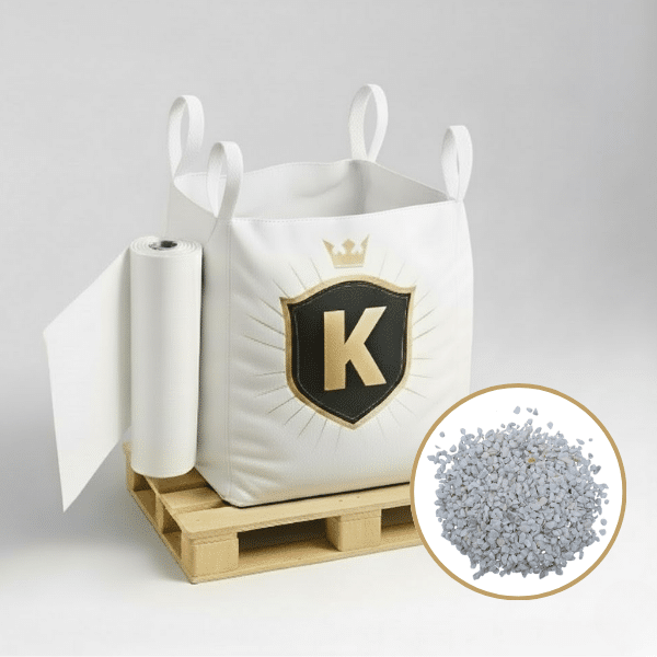 KIT Graviers blanc + géotextile = 1 Big Bag gravier Cristal 8/12 1.5T [environ 20m2 sur 5cm d'épaisseur] + 1 géotextile 25m2 - Livraison PREMIUM