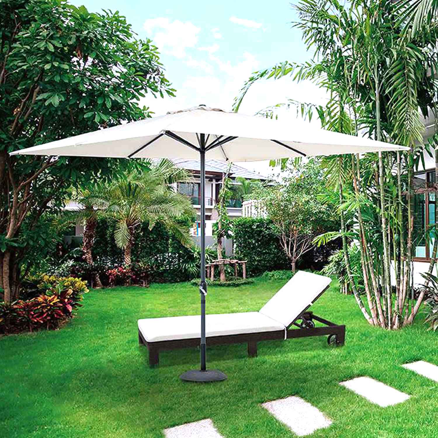 Parasol droit pare-soleil de jardin Blanc 3x3 m h 2,65 m en Aluminium mod. Michigan - 2