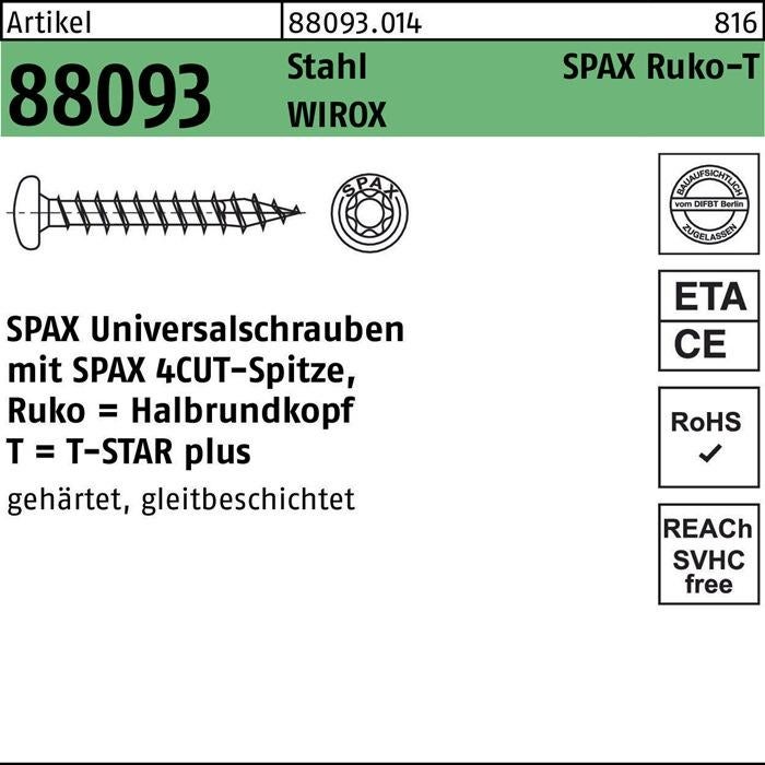 Vis agglo - Spax - TX-STAR plus - Acier zingué - 6 x 50 mm - Boîte de 100 - 6