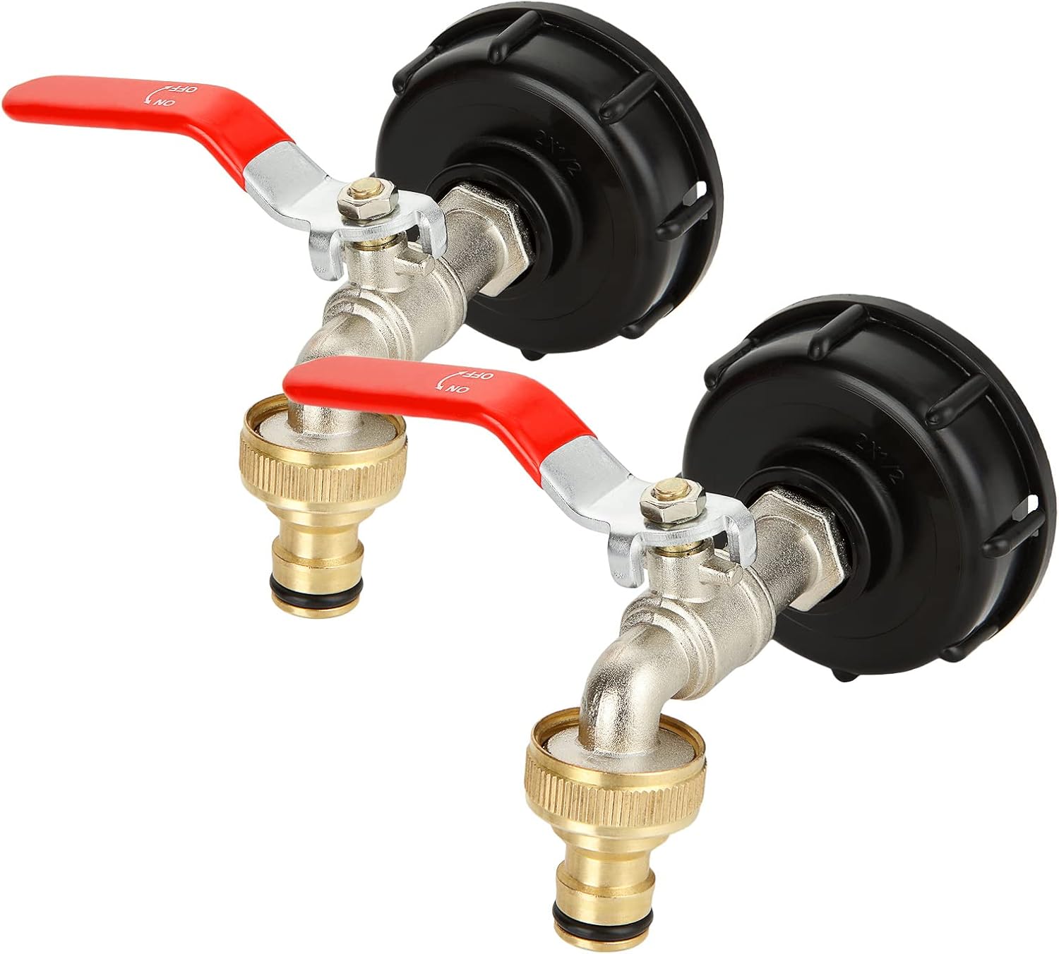 Zestaw 2 adapterów do zbiornika IBC, kran do zbiornika 1000 l, kran do zbiornika z gwintem 1/2", kran do zbierania wody deszczowej, złącza do węż