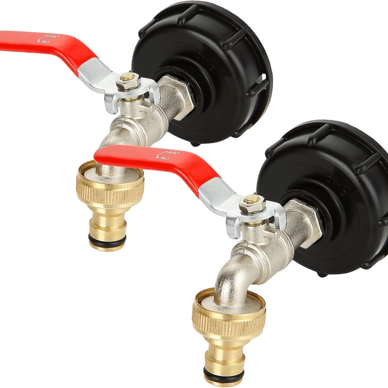 Zestaw 2 adapterów do zbiornika IBC, kran do zbiornika 1000 l, kran do zbiornika z gwintem 1/2", kran do zbierania wody deszczowej, złącza do węż