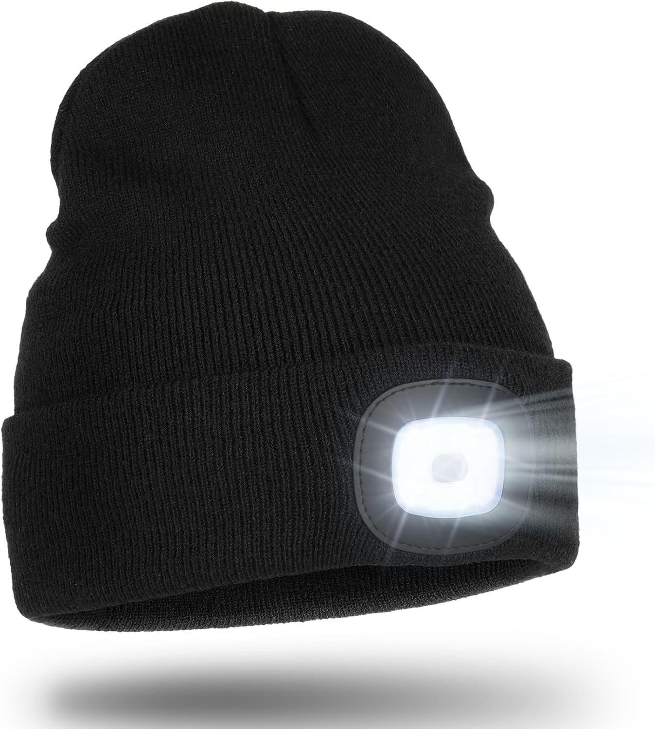 Knadgbft 2 pièces Lampe frontale rechargeable USB pour bonnet LED, bonnet à LED avec lampe frontale remplaçable à faire soi-même pour homme et femme