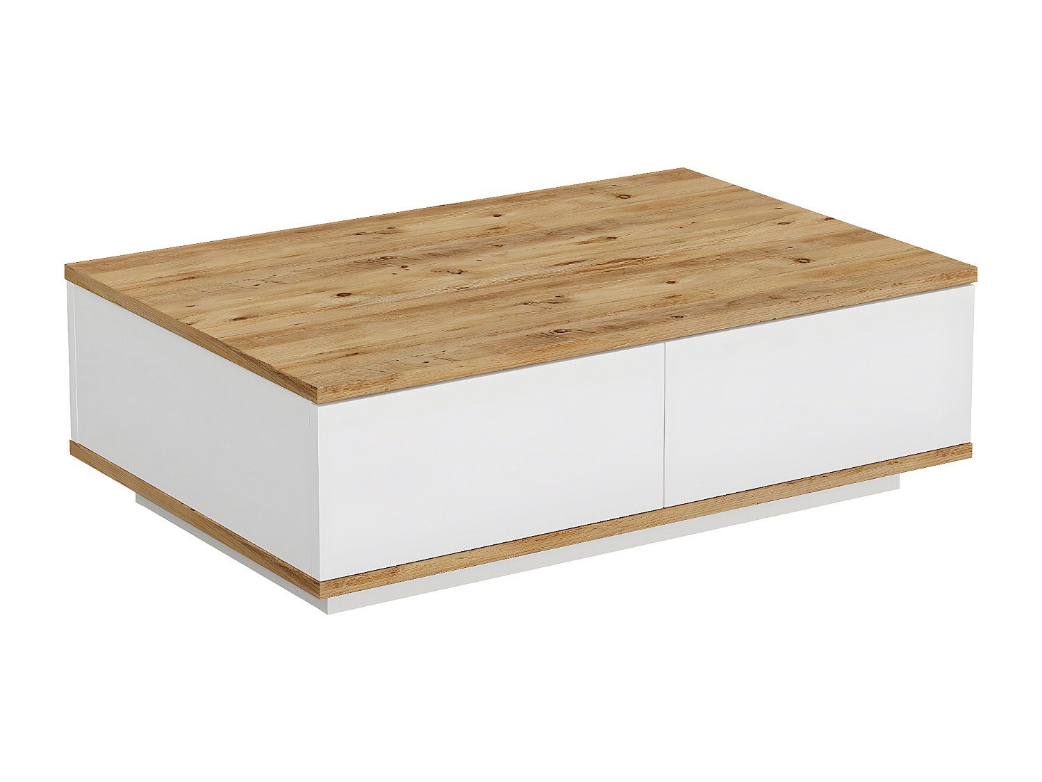 Table basse avec 2 portes - Naturel et Blanc - LOTULA - 2