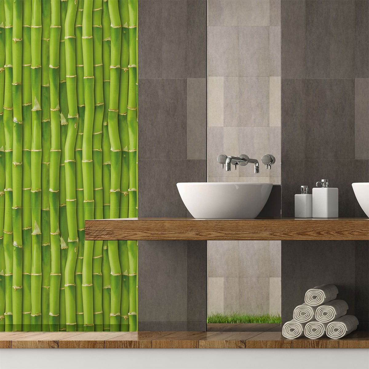 Vinilos papel pintado bambú de sumatra - adhesivo de pared - revestimiento sticker mural decorativo - 50x50cm