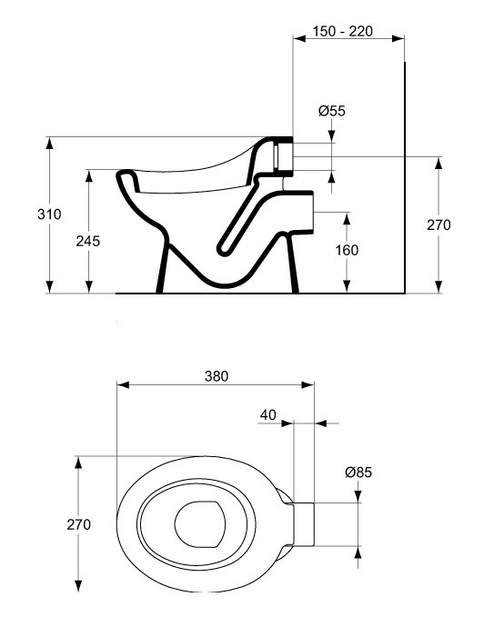 Ideal Standard Cuvette WC independante creche en porcelaine blanche bord rond CONTOUR 21 Ideal standard Leroy Merlin