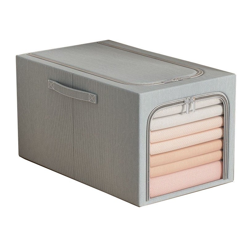 Cutie de depozitare pliabila Flippy, 56 L, bumbac si in, albastru fumuriu