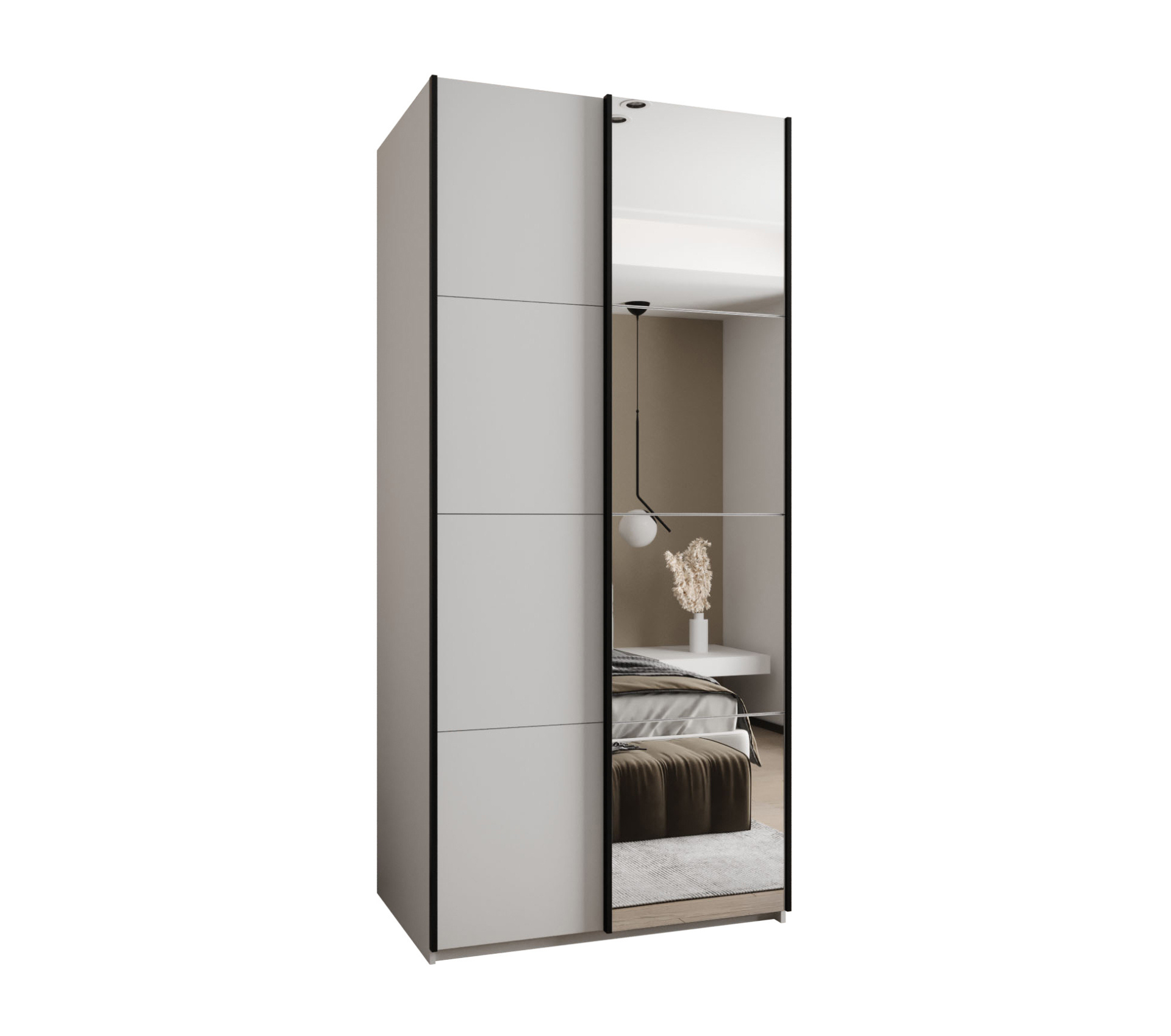 Szafa przesuwna wysoka Lux 3 110 x 64 x 245,5 cm biały + biały + u. czarny - Abiks Meble