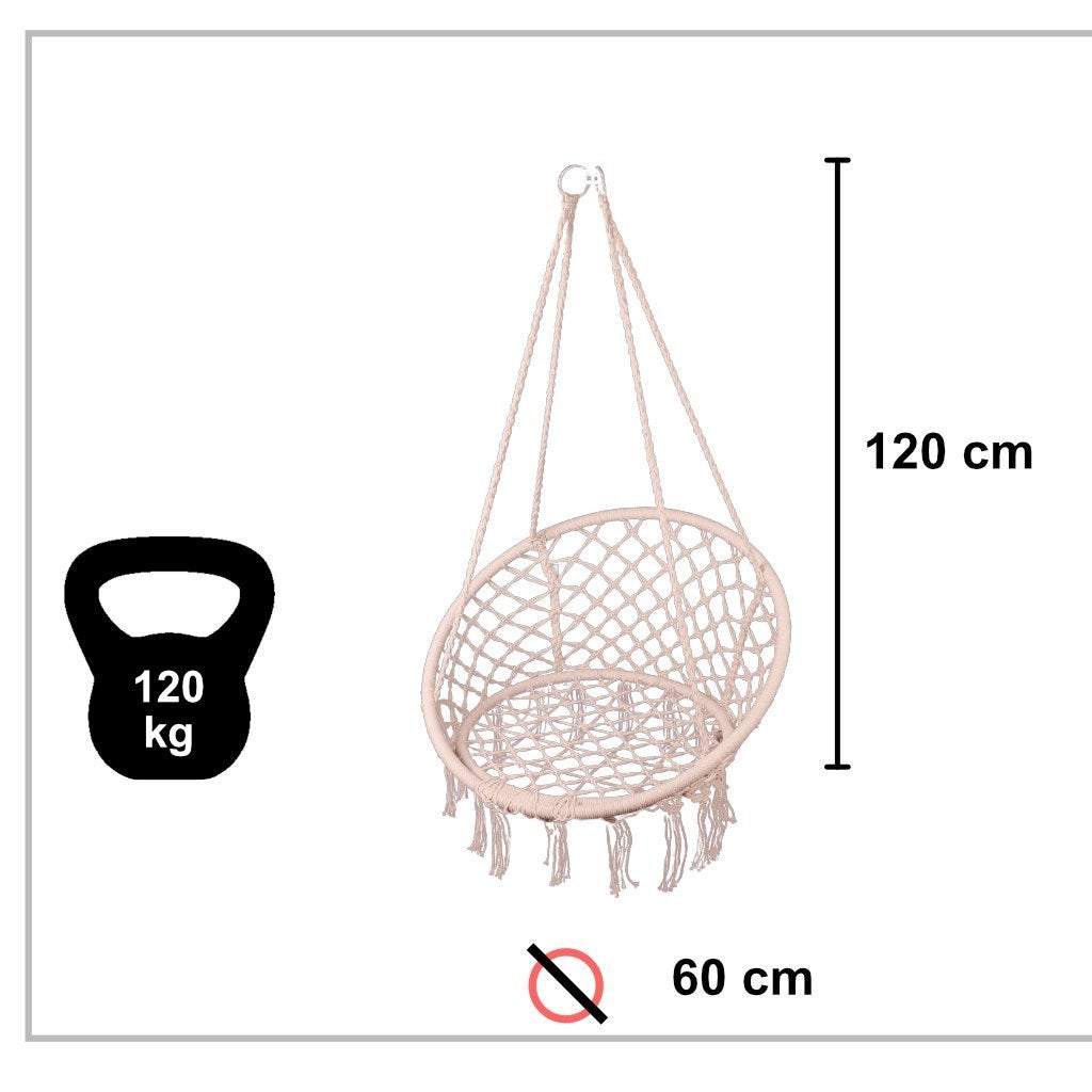 Huśtawka ogrodowa LUARO bocianie gniazdo z poduszką XXL ecru 80cm 150kg - 4