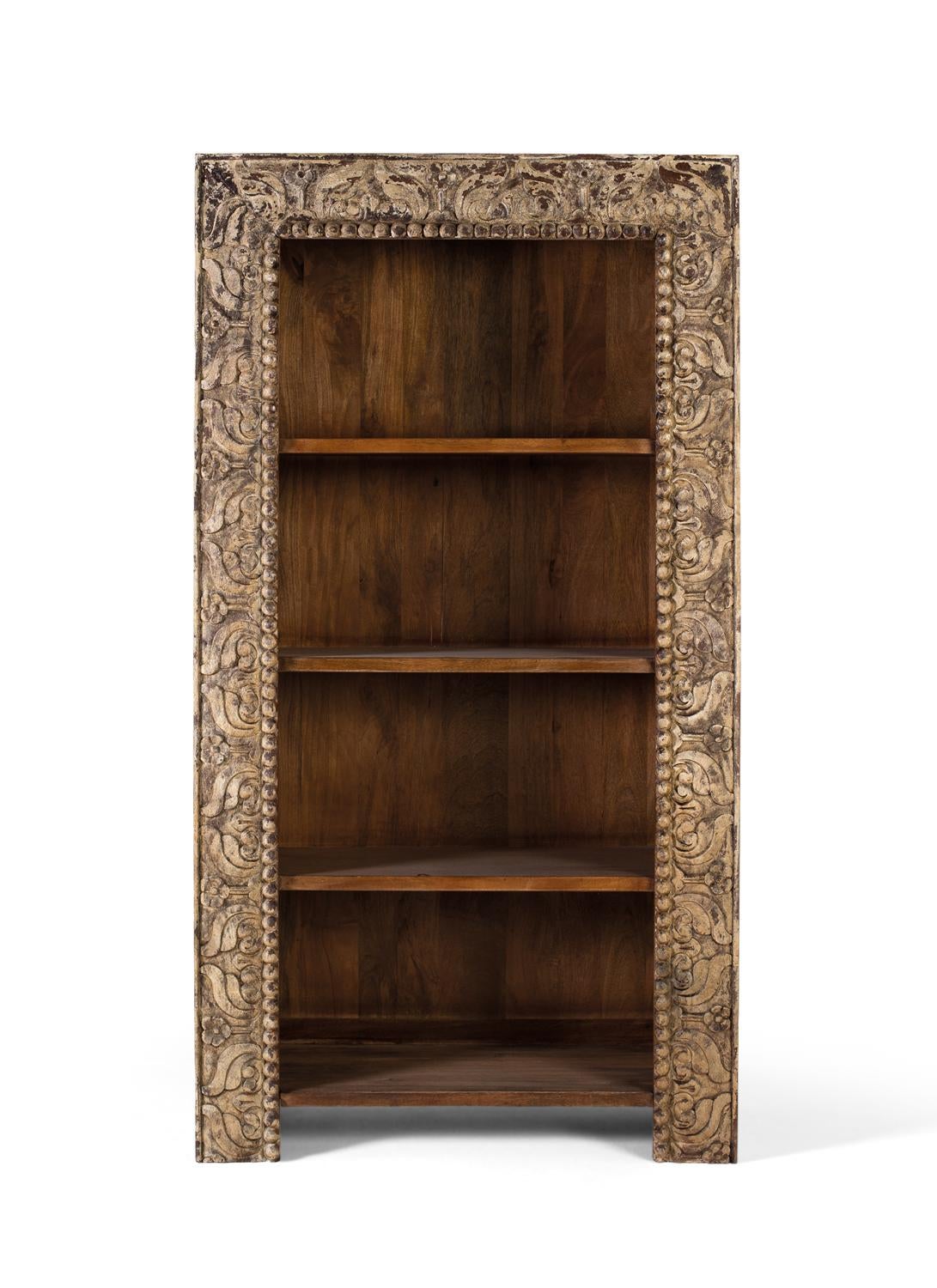 Biblioteka drewniana manguier ze starym wykończeniem, 183 cm