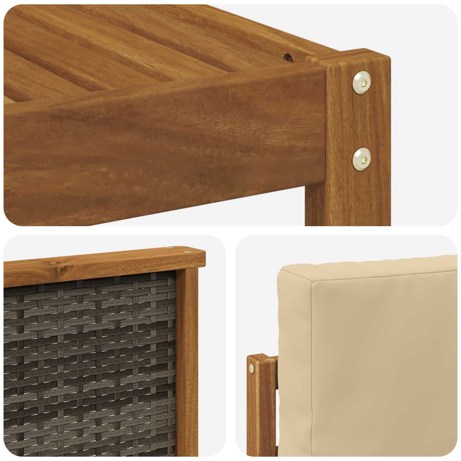 Ensemble de canapés d'extérieur 7 pc naturel et beige - 5