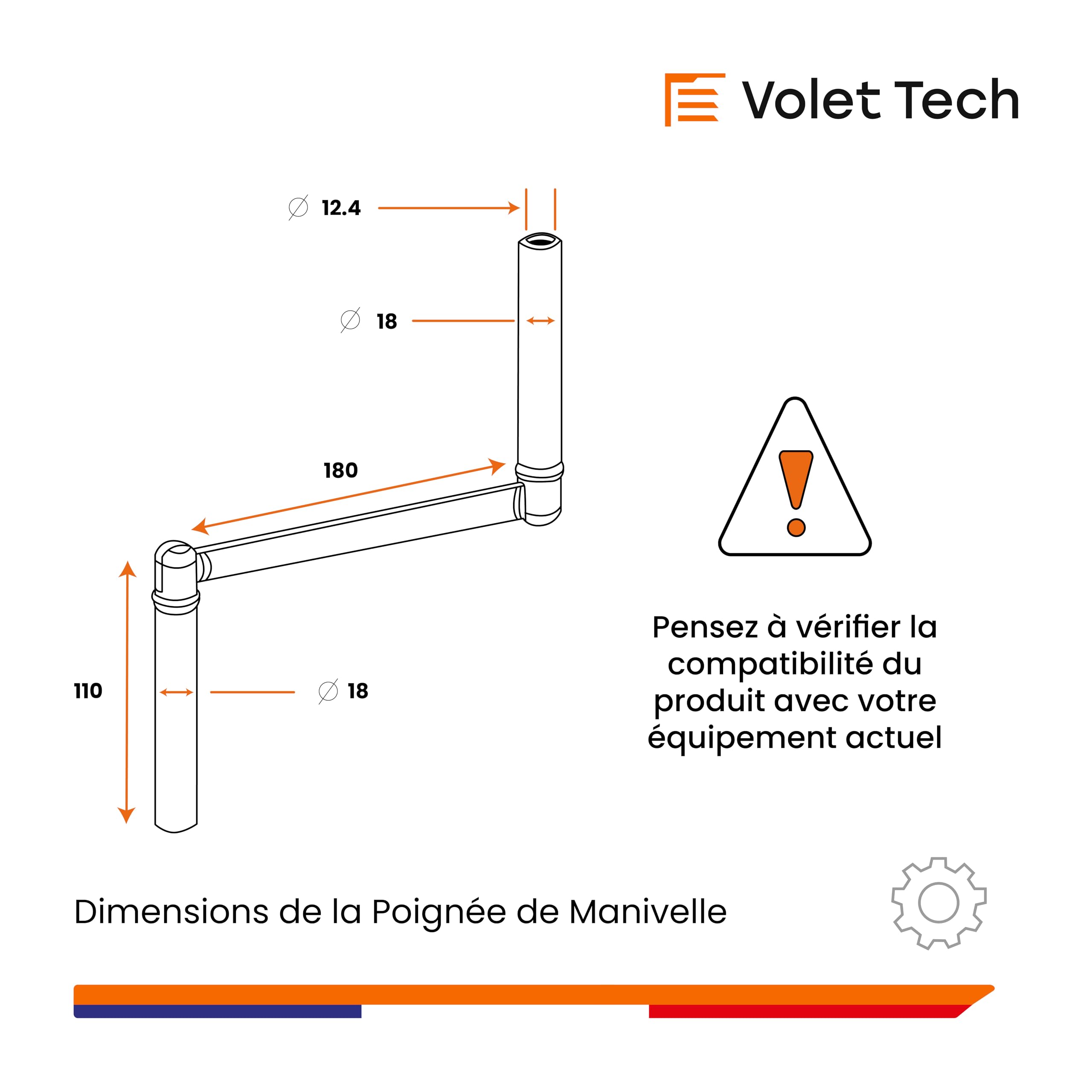 Poignée de Manivelle Blanche de ∅12mm pour Volet Roulant ou Store | Goupille Incluse - 3