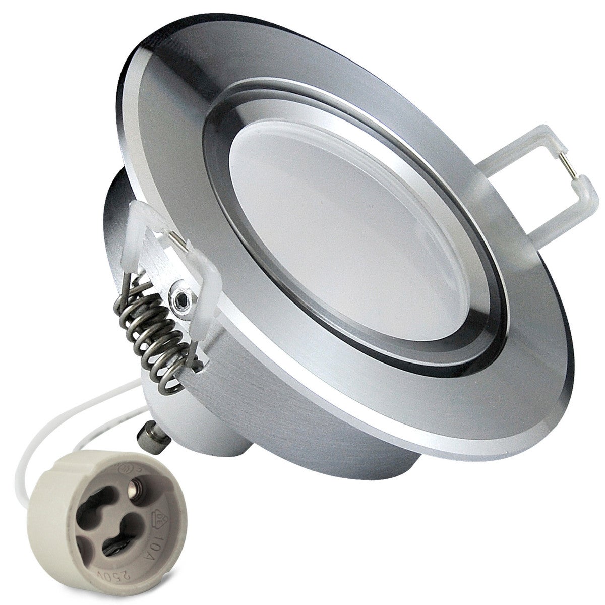 Oprawa sufitowa wpuszczana podtynkowa Sun srebrny polysk 1xGU10x8W okrągła ruchoma IP20 wym: 6,3 x 8,4 x 8,4 cm aluminium Polux - 2