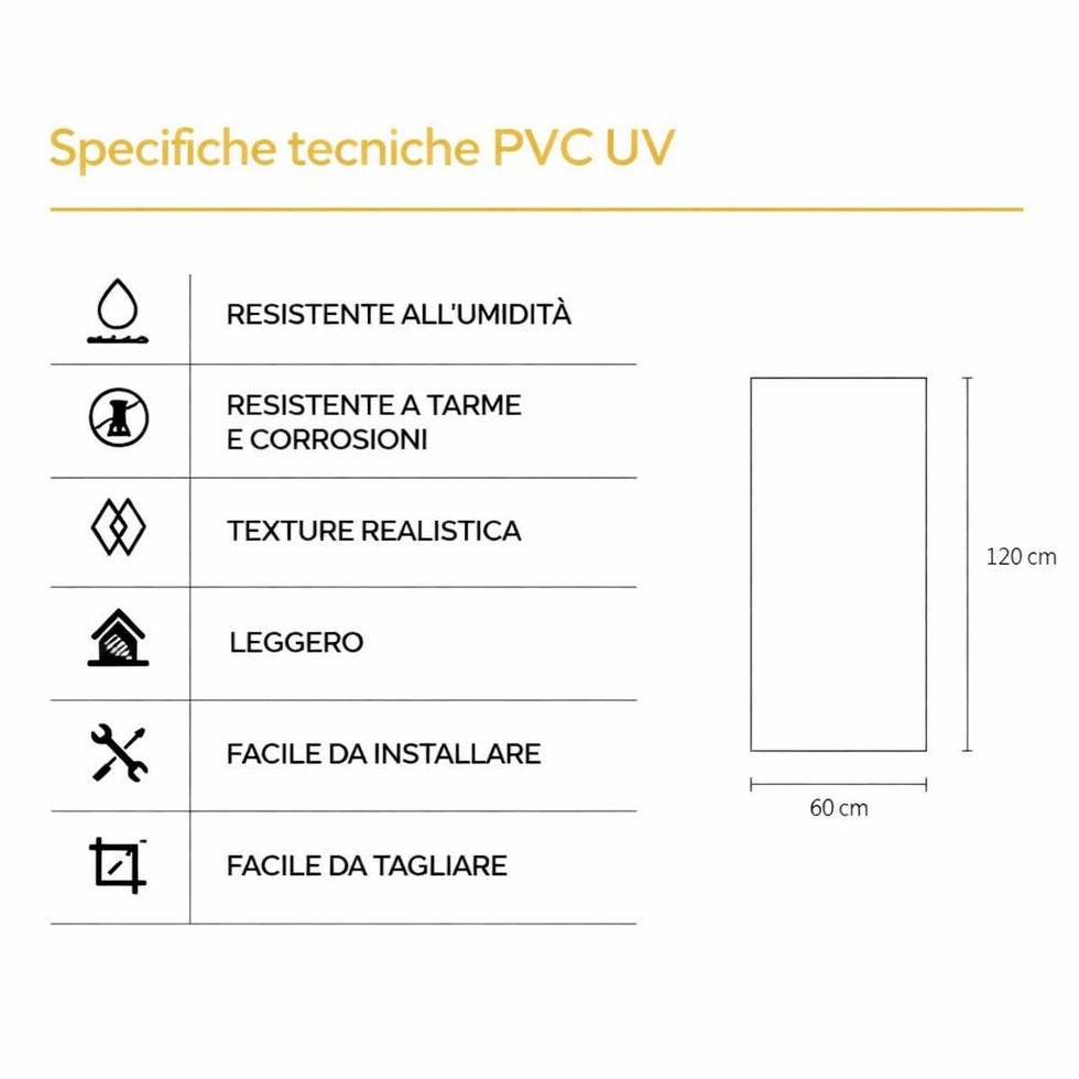 Kit 6 painéis decorativos em porcelanato efeito mármore bege, 4,3 m², revestimento de parede em PVC com proteção UV, formato 120x60 cm - 7