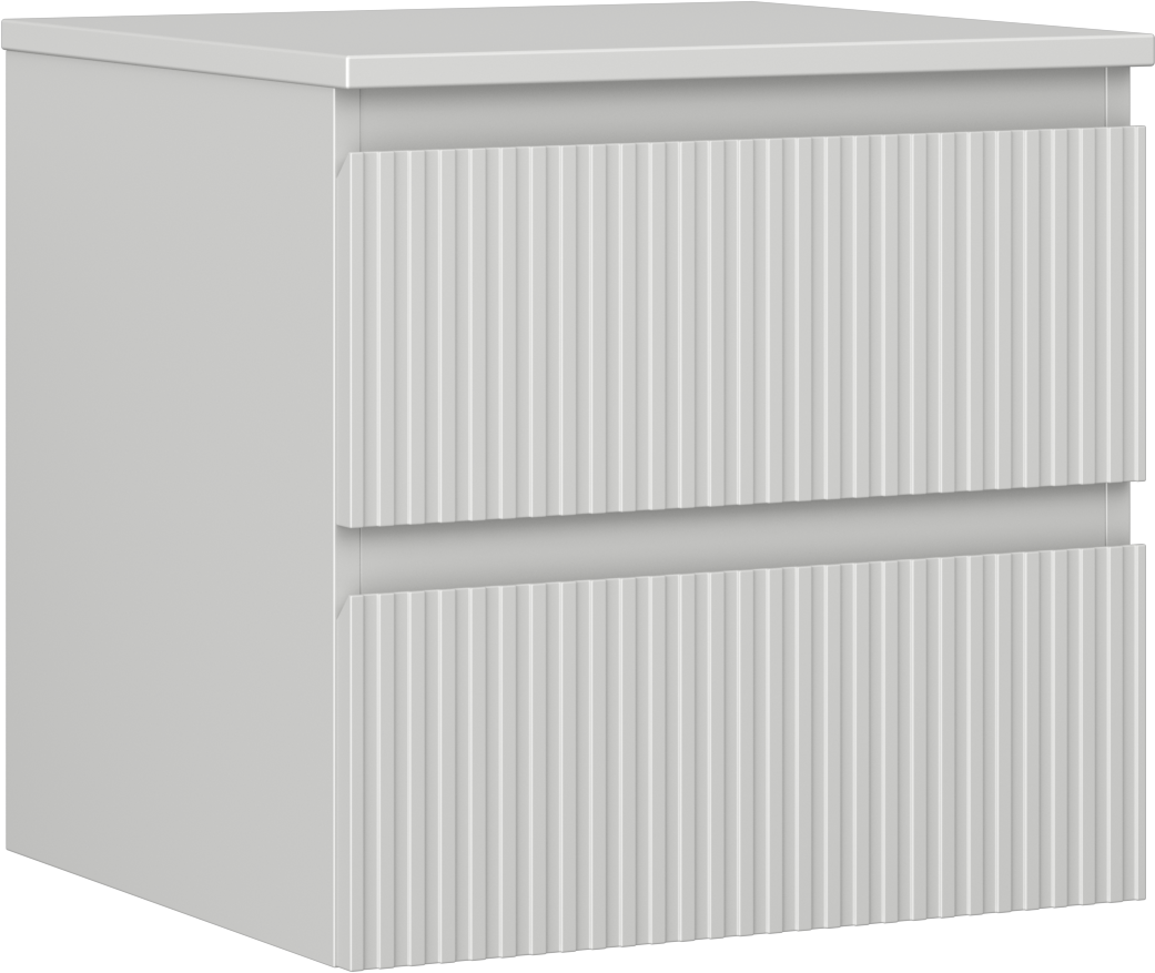 Mexen Rivel szafka łazienkowa podumywalkowa 50 cm z blatem, 2 szuflady, ryflowana , szara mat - 91A20-05047-2-BFFC62
