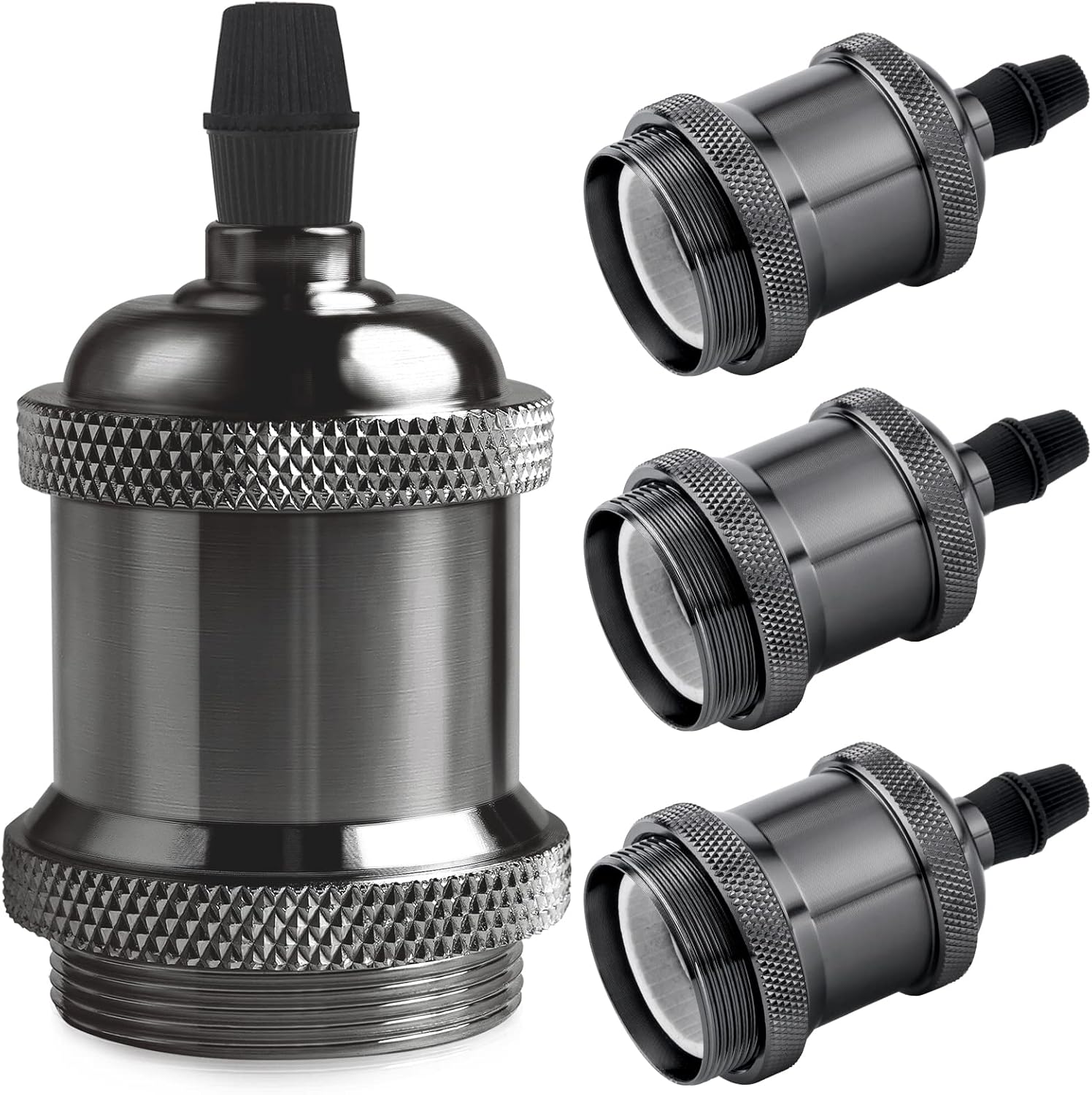 Oprawka lampy E27, lampa wisząca w stylu retro Edison, solidny ceramiczny adapter, 4 sztuki oprawki z czarnej perły
