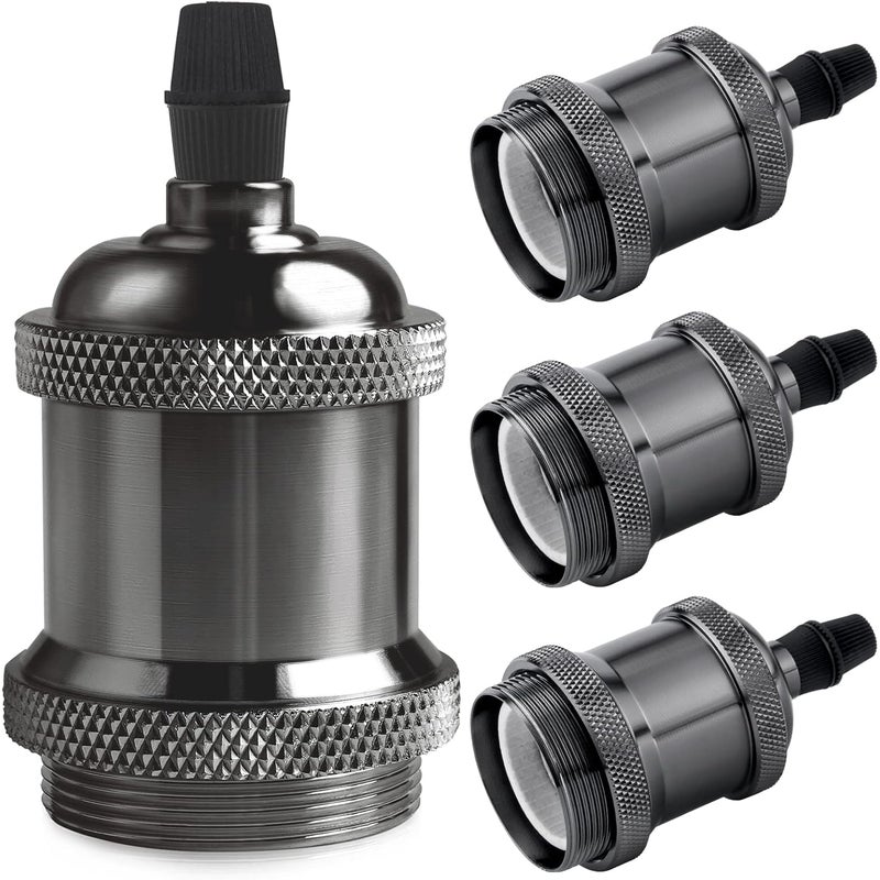 Oprawka lampy E27, lampa wisząca w stylu retro Edison, solidny ceramiczny adapter, 4 sztuki oprawki z czarnej perły