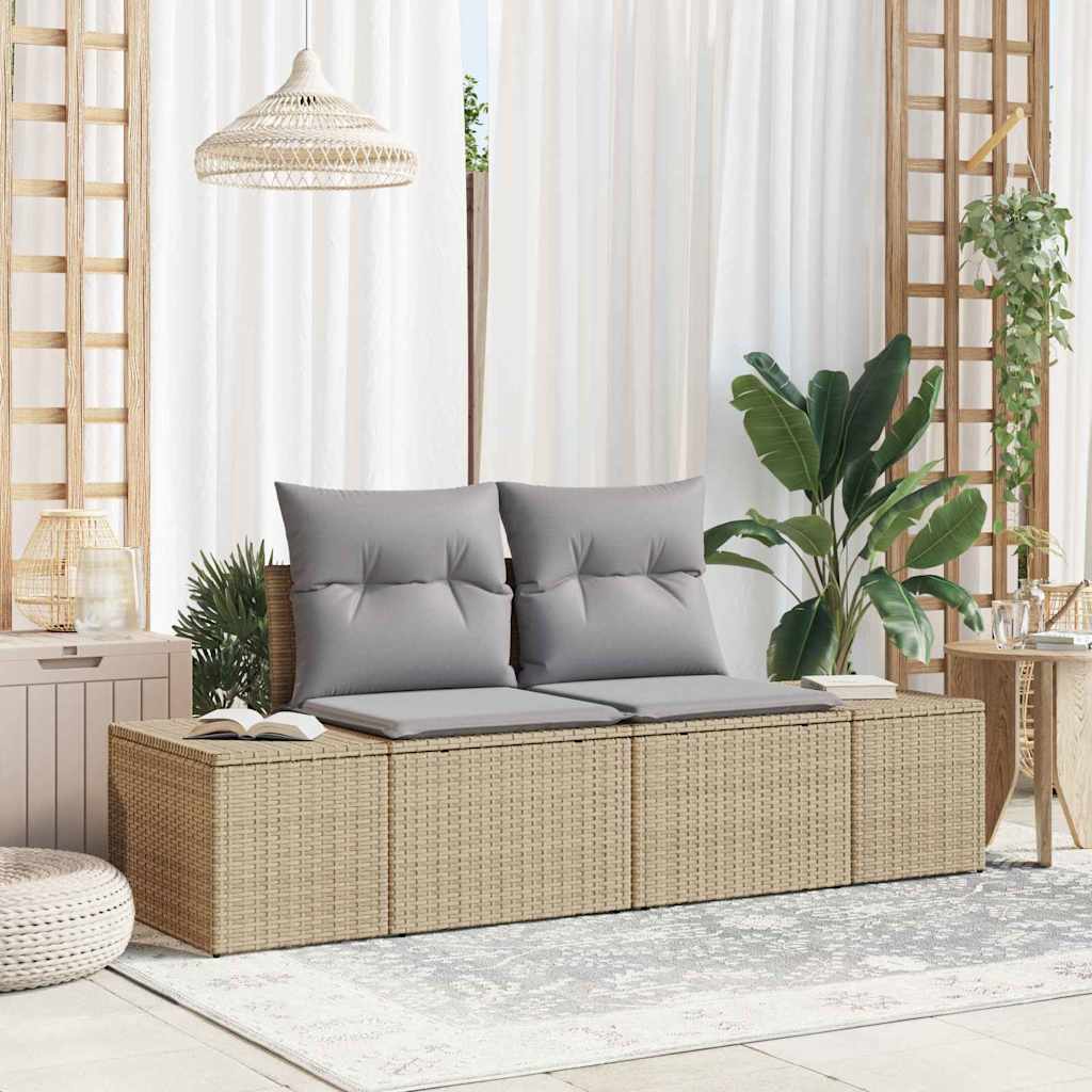 Sofa Ogrodowa z poduszką Beżowy 184 x 62 x 69 cm polirattan vidaXL
