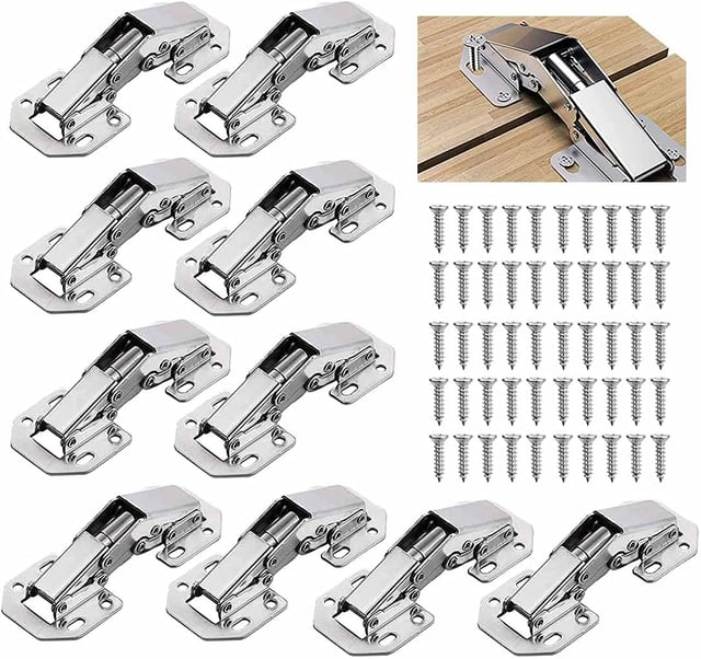 Bisagra invisible con tornillo de ajuste, ideal para puertas de armario, 10 piezas, bisagra para puerta de armario, bisagra para muebles de 3 pulgadas