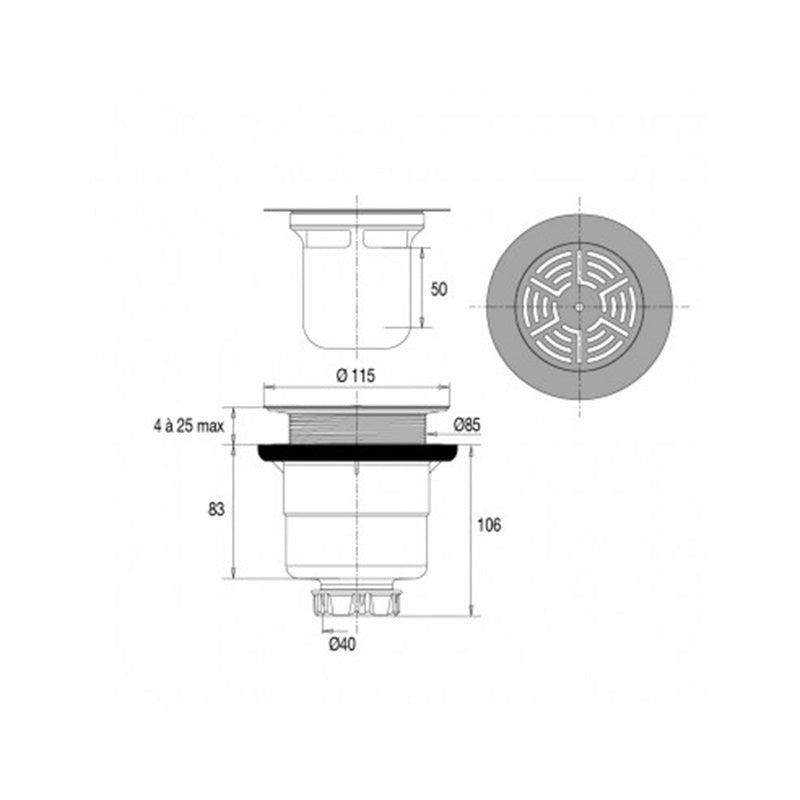 Bonde verticale VALENTIN pour receveurs de douche - 3