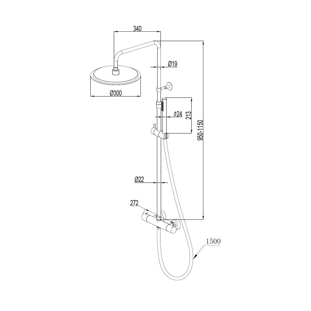 Delice II coluna de duche termostática ouro escovado com corpo frio - 3
