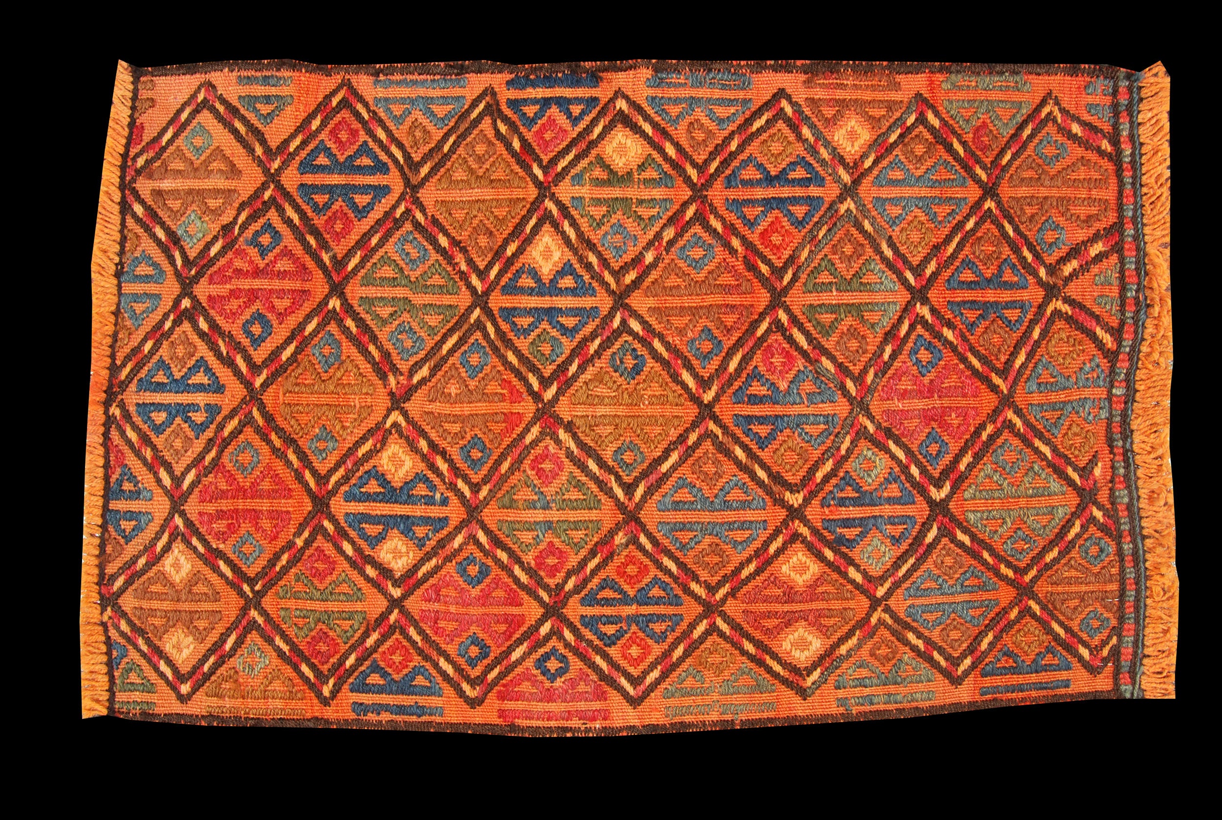 Oryginalny ręcznie tkany kilim/dywan z certyfikatem autentyczności 71x48 cm GALLERIAFARAH1970