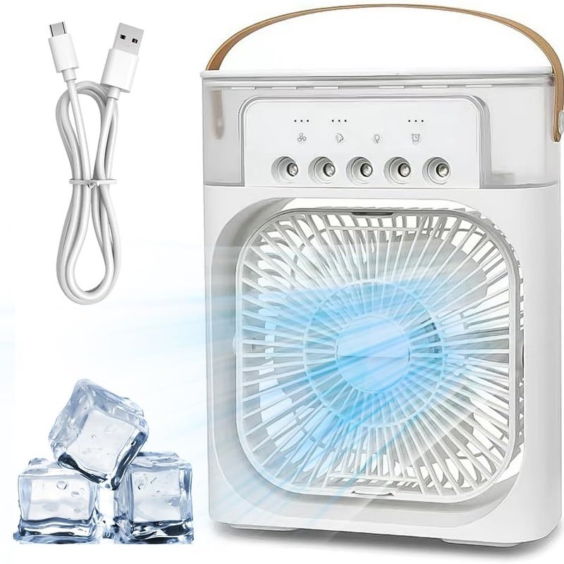Przenośny klimatyzator, wentylator, nawilżacz powietrza, mała chłodziarka powietrza z 3 prędkościami do domu i podróży, biały