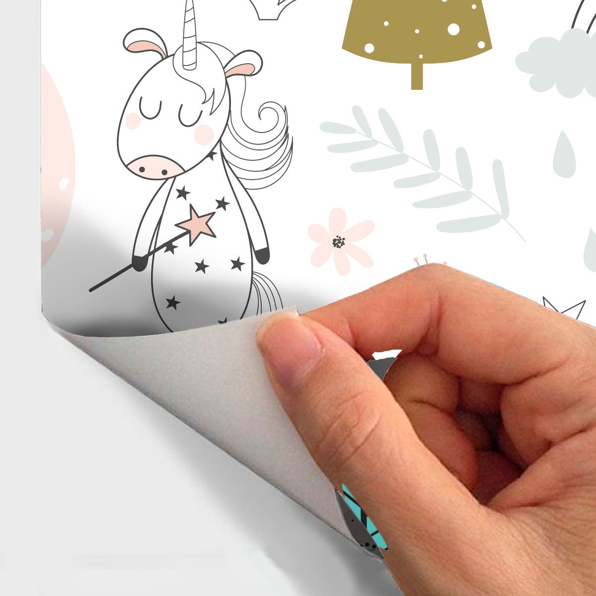 Adesivo arazzo stanza dei bambini gli unicorni dei boschi - Sticker adesivo - adesivi murali - 40x40cm - 4