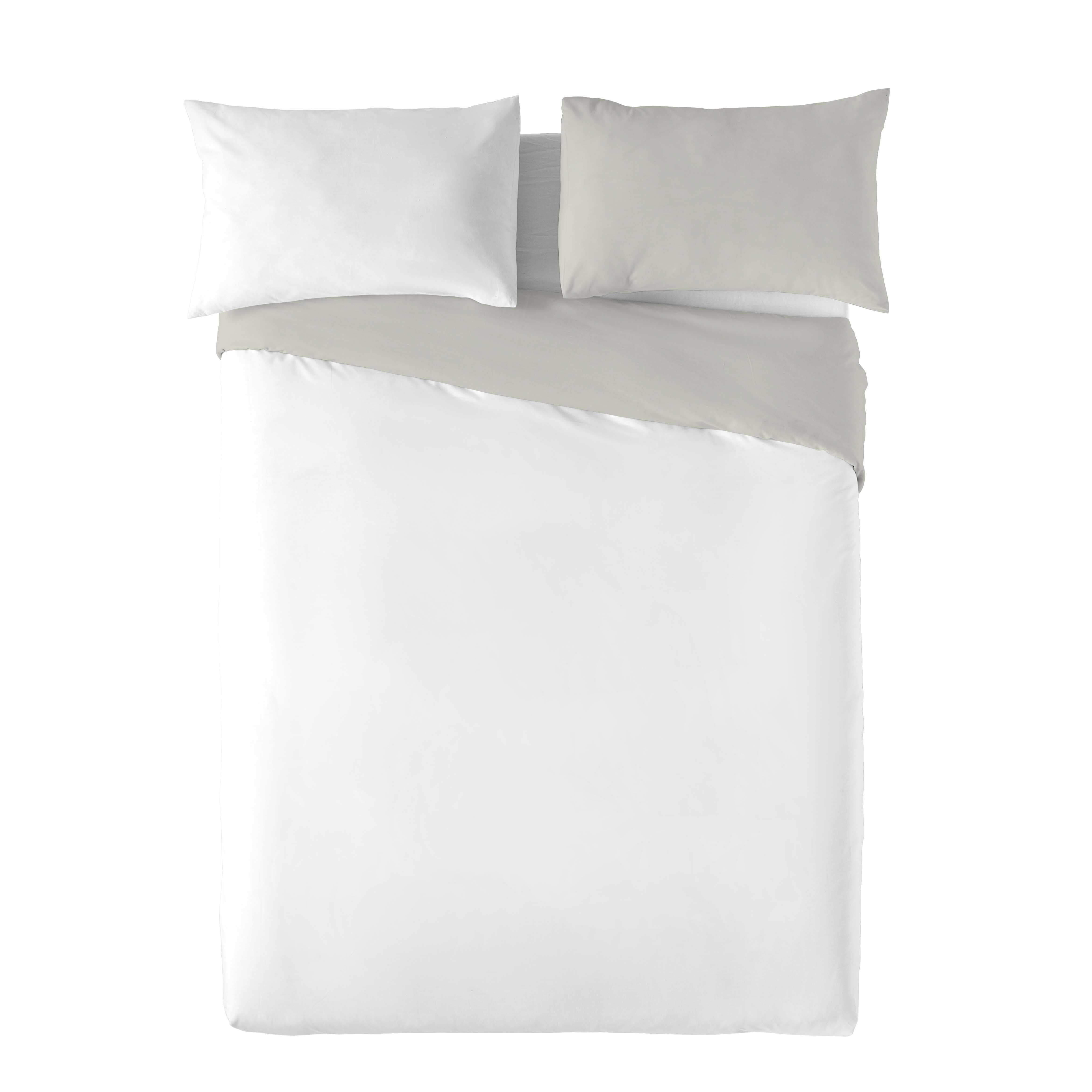 CAPA DE EDREDÃO BICOLOR REVERSÍVEL CINZENTO PÁLIDO 84/ BRANCO 100% ALGODÃO CAMA 105 - 6