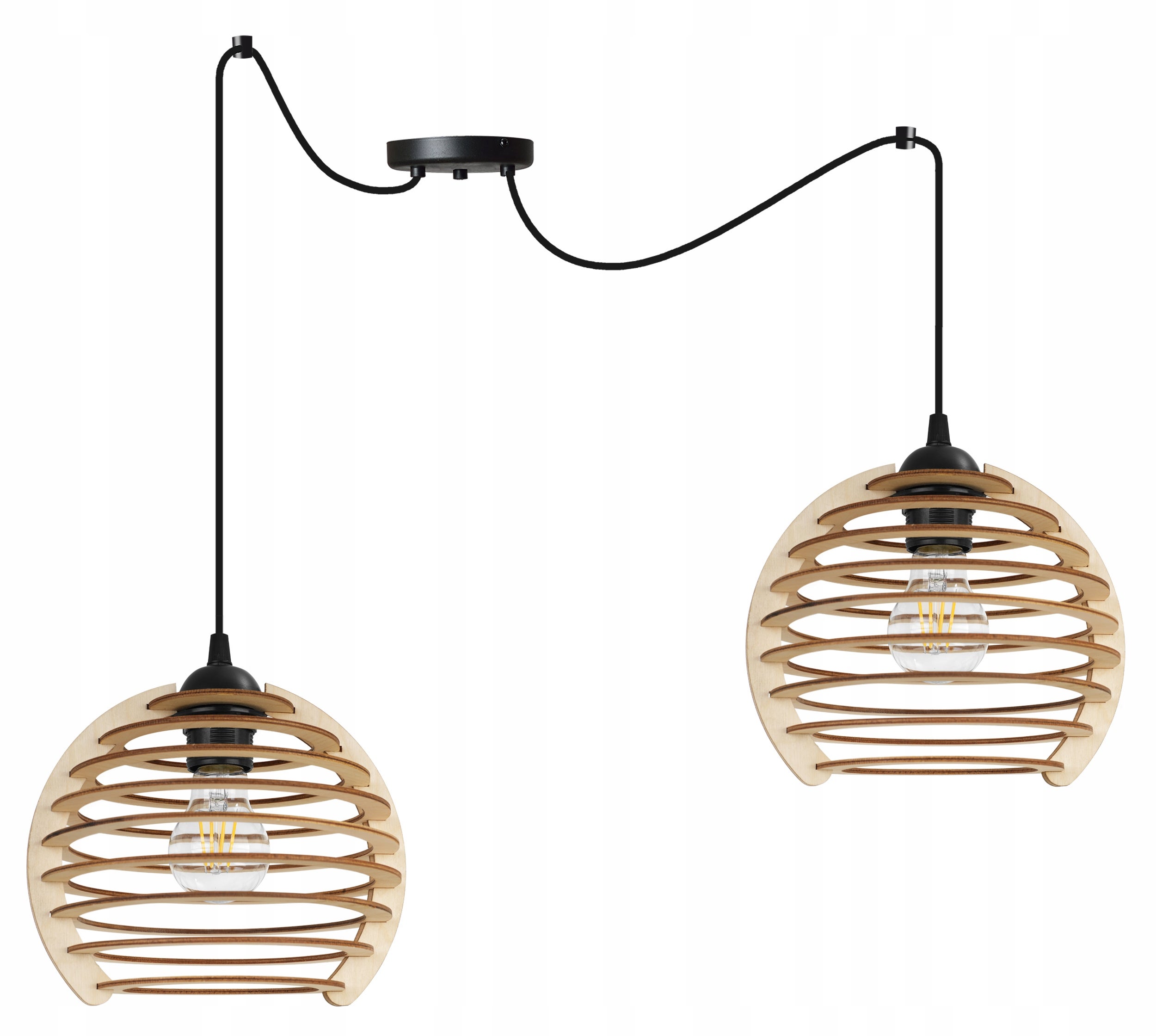 Lampa sufitowa wisząca Spider Timber glam 2xE27 abażur kula drewniana Light Home LH