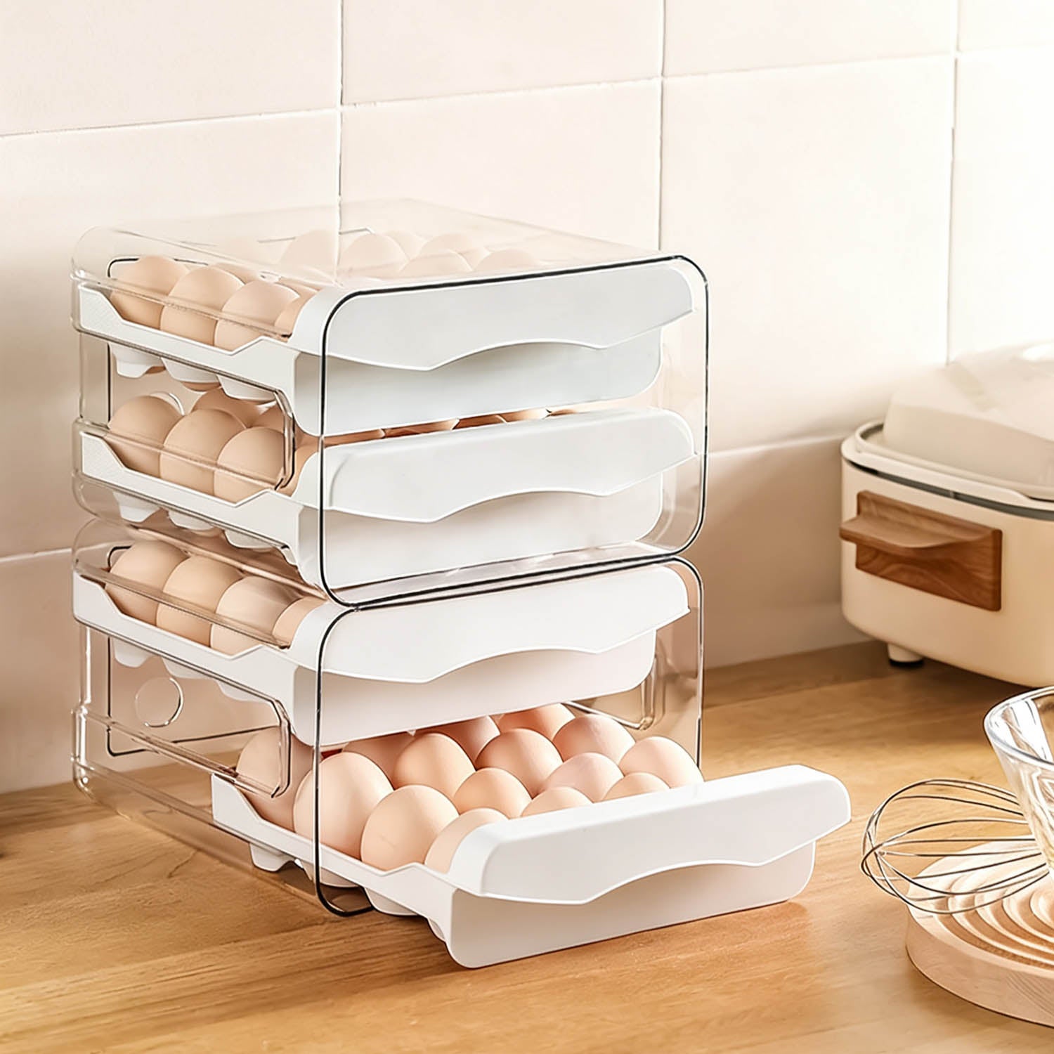 Boîte de rangement pour œufs en plastique à 3/4/8 grilles, conteneurs