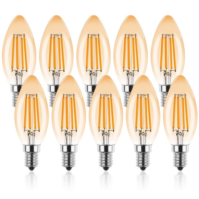 Bombilla LED regulable tipo vela E14 4W, blanco cálido 2700K, efecto vintage, reemplaza a 35W, para lámparas de araña y apliques de pared, paquete de