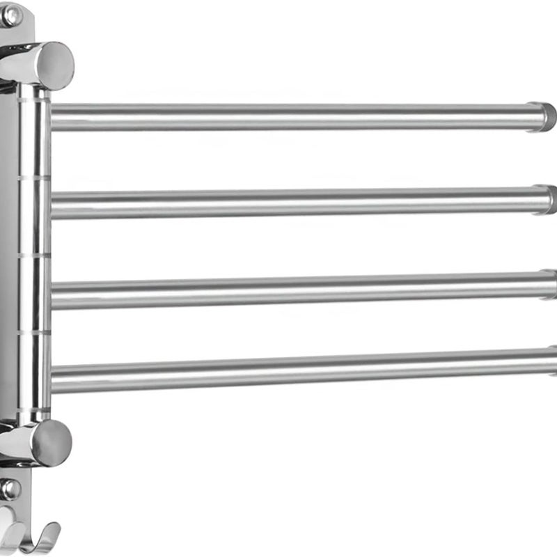 Wieszak na ręczniki łazienkowe z 4 drążkami, obrotowy o 180°, ze stali nierdzewnej SUS304, 34 cm, ścienny, do montażu na ścianie, do suszenia ręcznikó