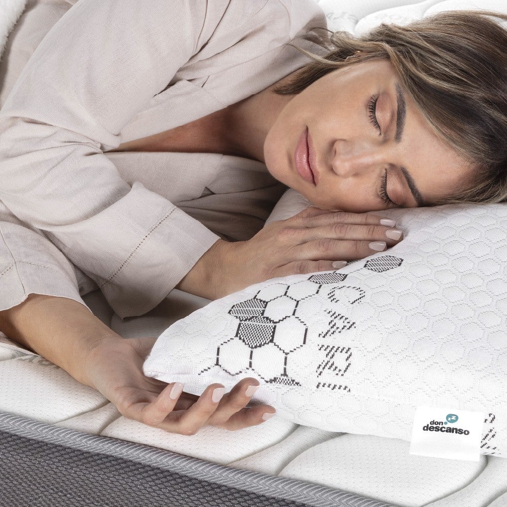 DON DESCANSO Pack 2 Almohadas 70x38cm. Carbono Activo con Copos Viscoelastica Firmeza Media Ergonomica Transpirable Almohadas 70x38cm Blanco Leroy Merlin