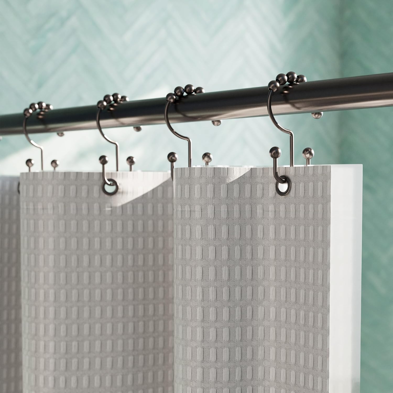 Set 12 Anelli Per Tenda Da Doccia In Acciaio Inox - Bronzo Lucidato A Olio Con Gufo - Antiruggine, Scorrevoli - 3