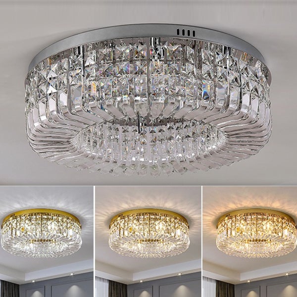 Plafoniera Tonda A Soffitto In Vetro 3 Luci 40 Cm - Lampadario Moderno Per Soggiorno E Cucina