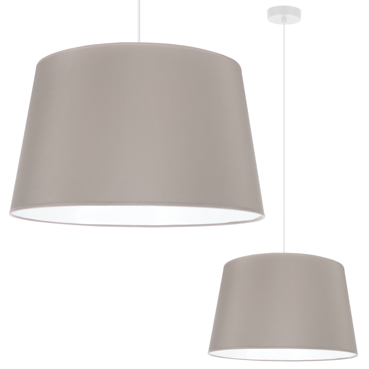 Lampa sufitowa wisząca Juta biała boho 1xE27 abażur okrągły stożek 44cm oliwkowy Light Home LH