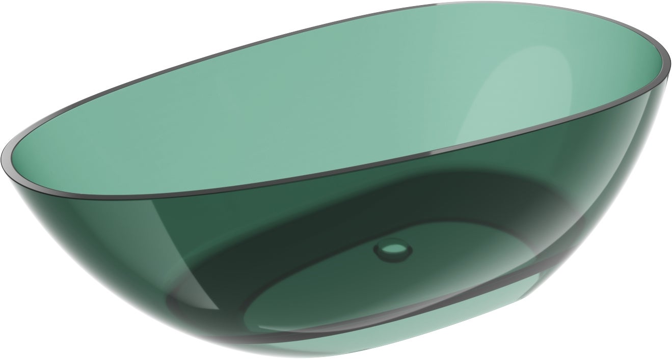 Mexen Glass teal wanna wolnostojąca transparentna 170 x 85 cm, korek chrom - 58061708511