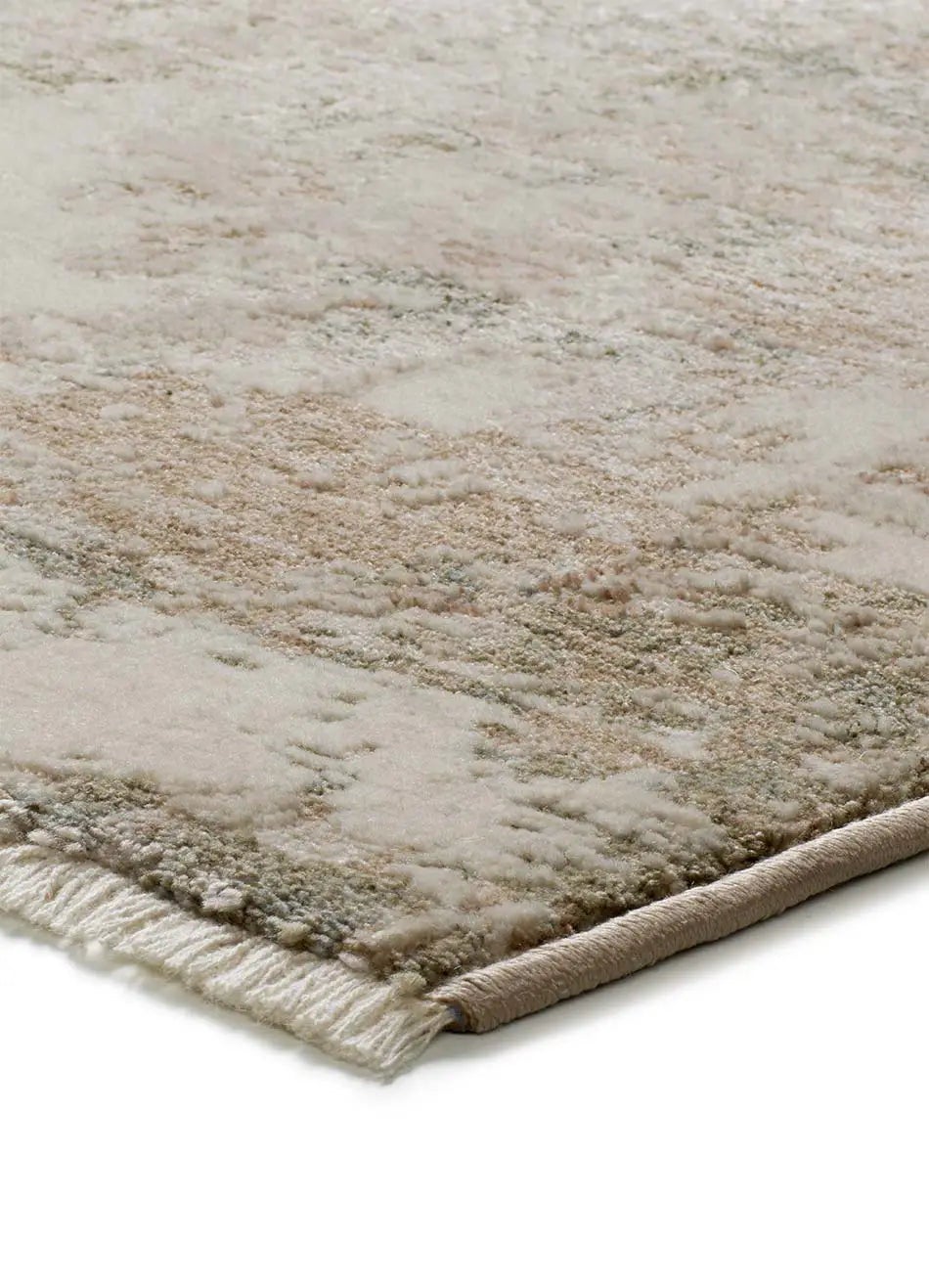 Tapis intérieur beige / vert rectangulaire l.200 x L.290 cm ONA abstrait avec franges - ATTICGO - 3