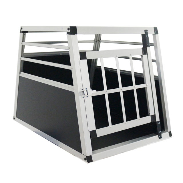 Doghead Cage De Transport Chien Aluminium 80x85x63 Cm - Structure Trapézoïdale Légère Et Robuste