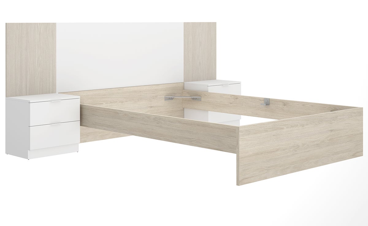 Ensemble de Tête de lit avec 2 tables de chevet de 2 tiroirs et