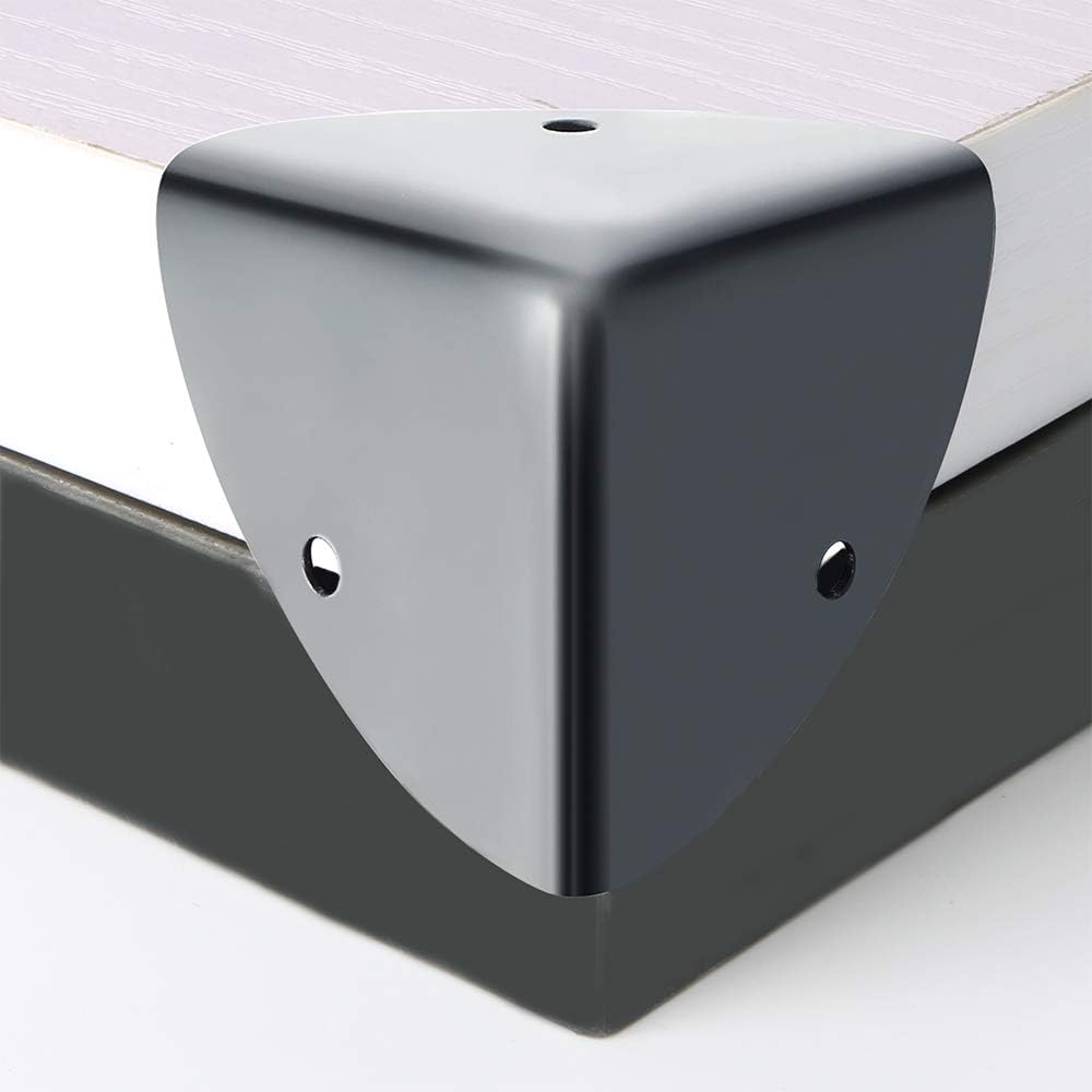 Protection Coin de Table Protection d'angle en Métal Antirouille Antichoc de Sécurité pour Tables et Meubles Pointus, 4Pcs, Noir Mat - 2