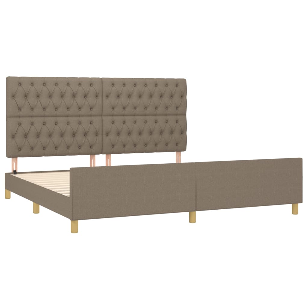 Cadre de lit sans matelas ni tête de lit taupe 200 x 200 cm tissu - 4