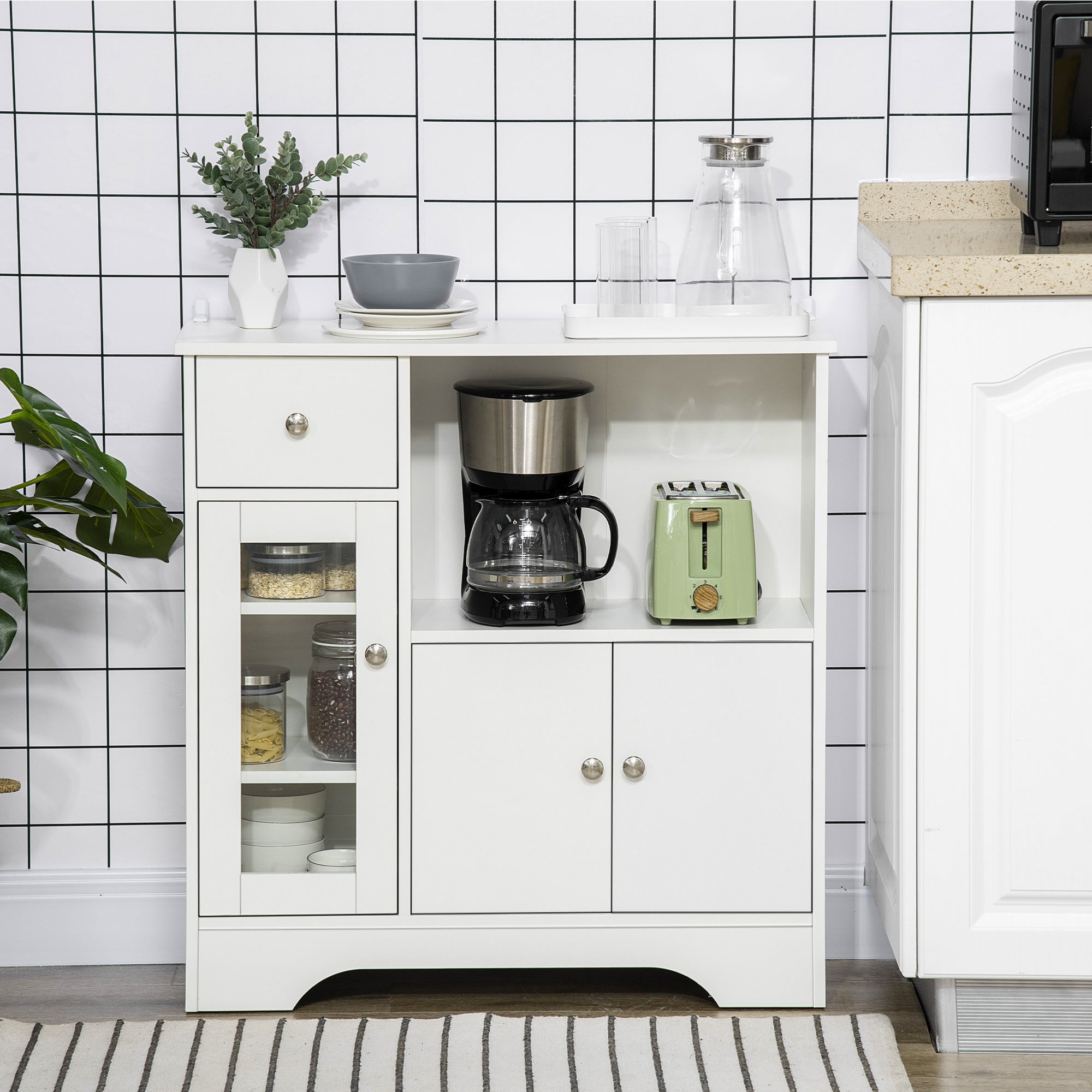 Aparador de Cozinha HOMCOM Melamina de Madeira Branco 80x30x82 cm - 3