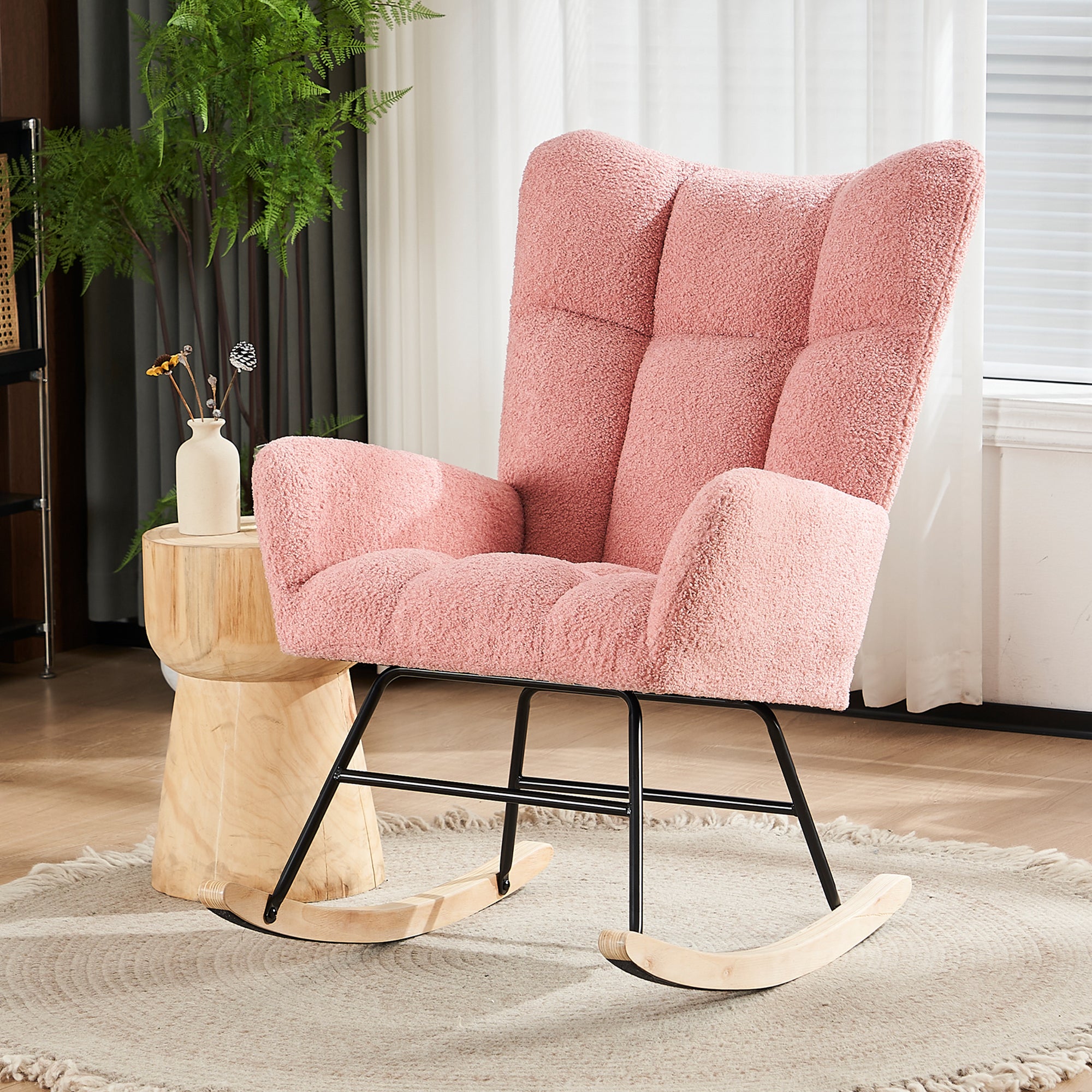 Fauteuil à Bascule Moderne, Rocking Chair 61x96x91 cm - Avec Dossier ...