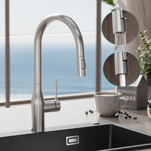 Mitigeur de Cuisine avec Douchette Extractible Robinet de Cuisine en Inox avec 2 Types de Jet D'eau Brossé