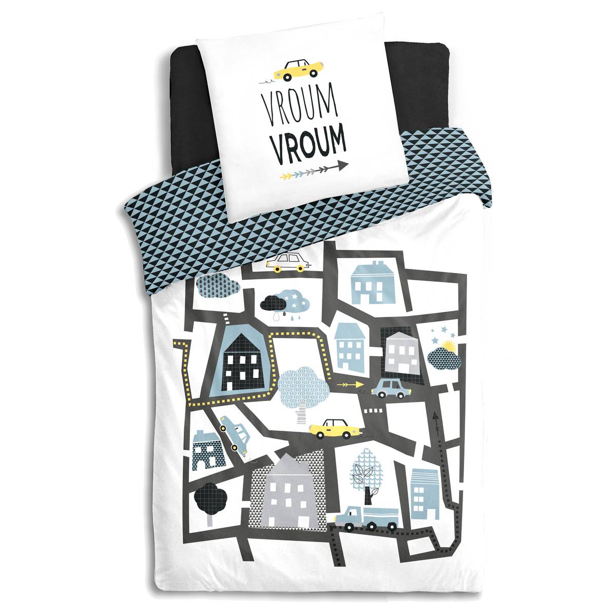 Parure de lit 240x220 cm pur coton collection SIDNIE blanc motif