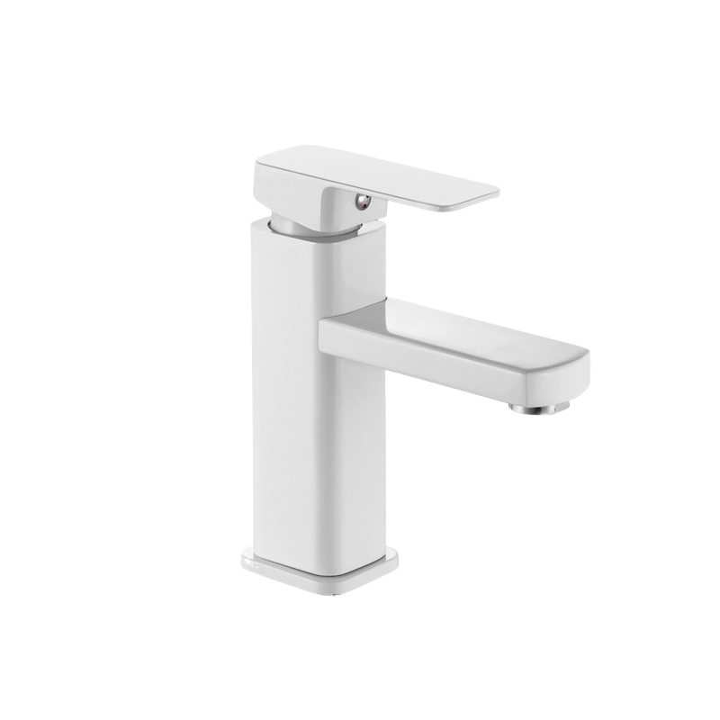 Bateria łazienkowa, bateria umywalkowa, ciepła i zimna woda, odpowiednia do toalet i łazienek (biała)